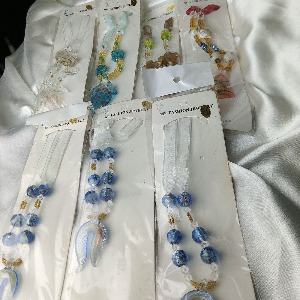 ARTISAN HAND BLOWN GLASS PENDANT NECKLACE LOT OF 7